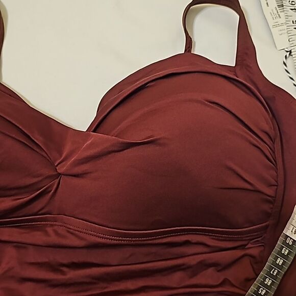 Sonnet Shores 1 pc. Burgundy Swimsuit 22W - Picture 6 of 10